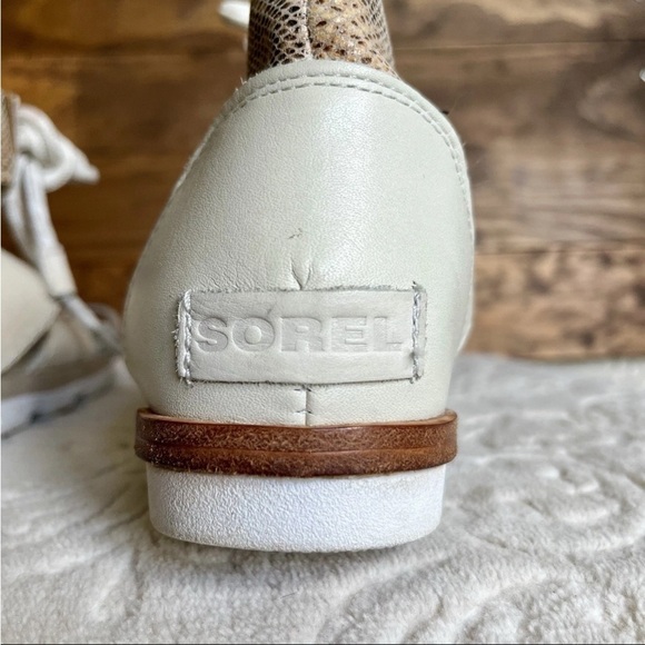 Sorel Torpeda Bungee Ankle Tie Leather Gladiator Sandals Sz 8.5 Off White READ - Picture 12 of 14